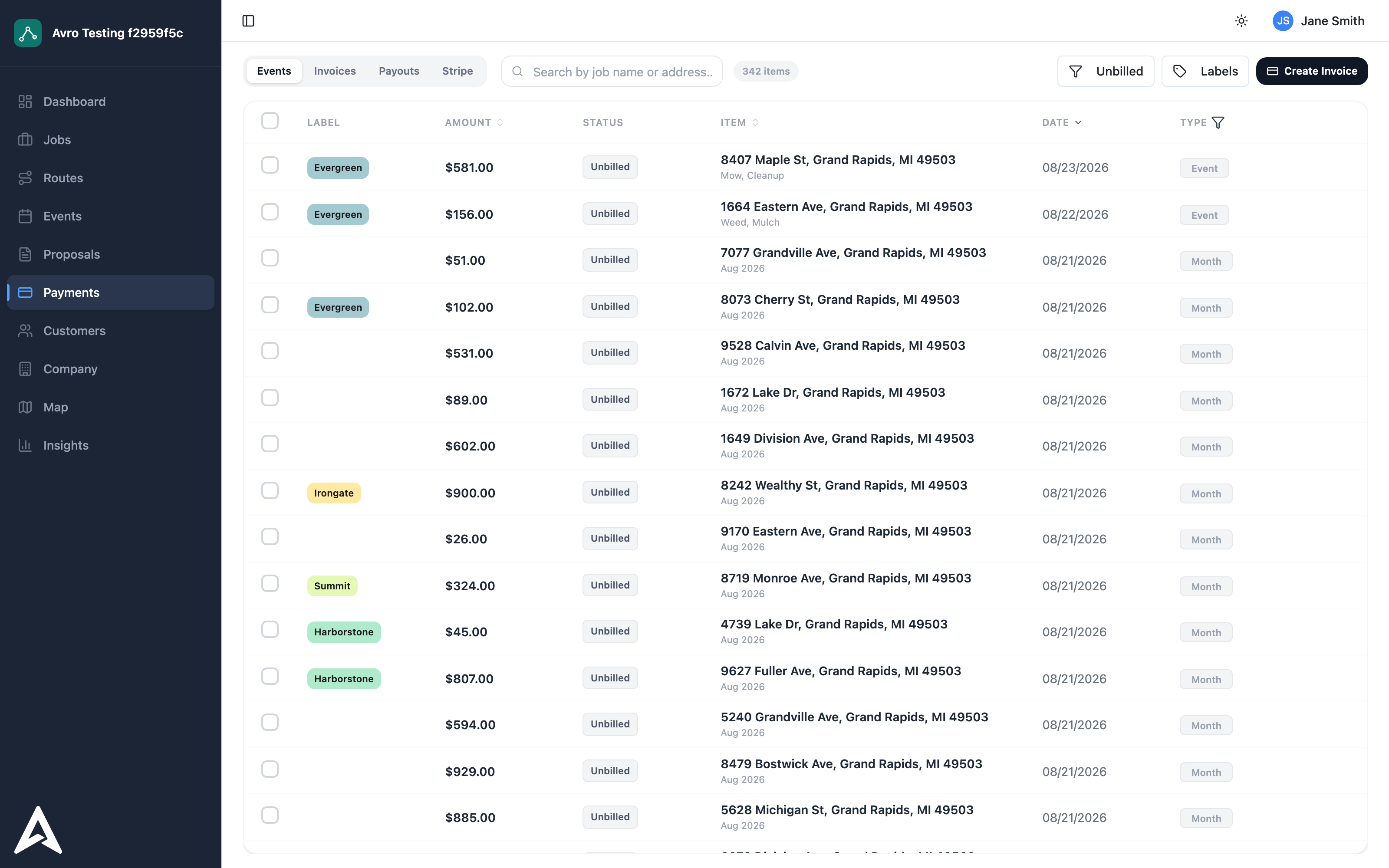 Billing and payments